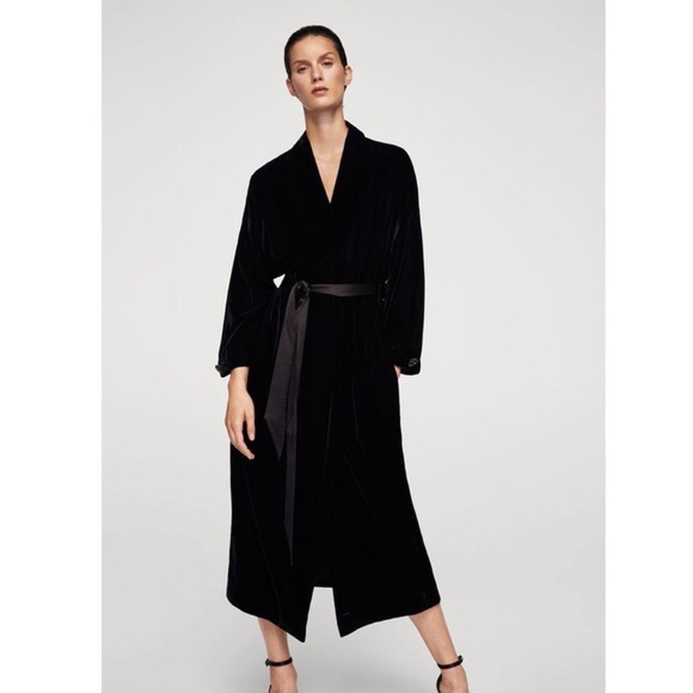 MANGO velvet wrap dress